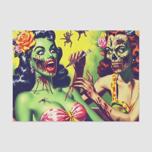 Retro Zombie-Button Seidenpapier (Vorderseite)