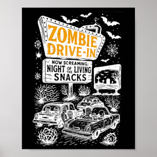 Retro Zombie Drive in Skeletto Movie Night Hotel H Poster