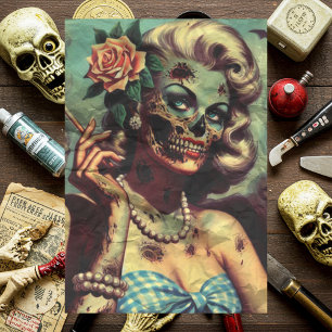 Retro Zombie Pinup Seidenpapier