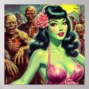 Retro Zombie Woman Poster