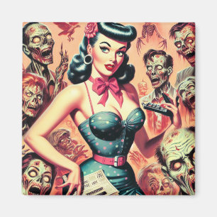 Retro Zombies-Button Magnet