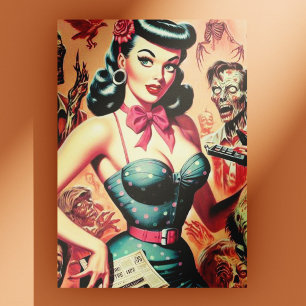 Retro-Zombies Pin-up Postkarte