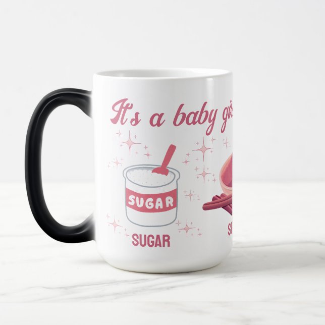 Retro Zucker und Gewürz Gender Reveal Es ist ein M Verwandlungstasse (Links)