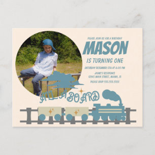Retro-Zug Kindergeburtstag erdige Foto Postkarte
