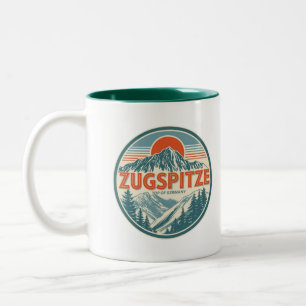 Retro Zugspitze bayerische Outdoor-Naturgeschenke Zweifarbige Tasse