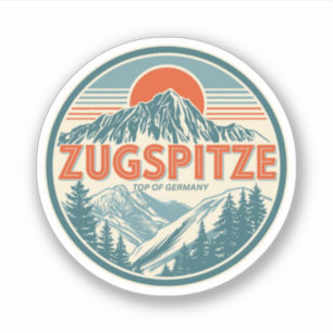 Retro Zugspitze Skigebiet Spitze von Deutschland G Aufkleber