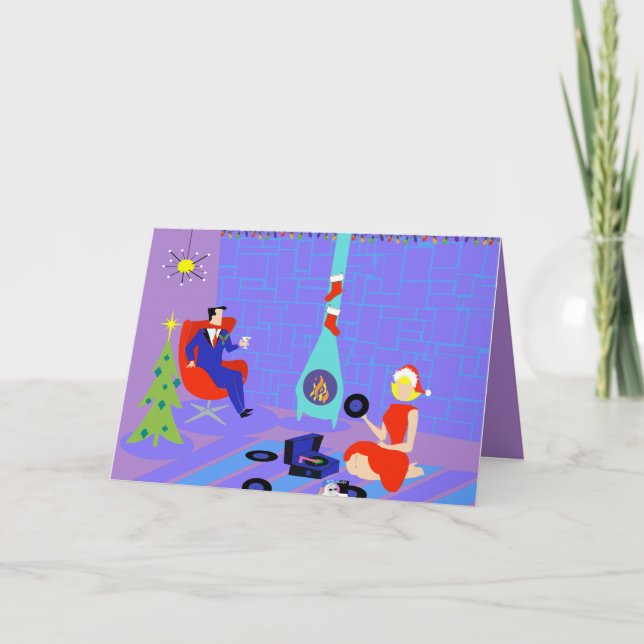Retro-Zuhause für die Weihnachtskarte Feiertagskarte (Vorderseite)