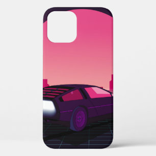 Retro-Zukunft. 80er-Jahre-Sci-Fi-Hintergrund mit S Case-Mate iPhone Hülle