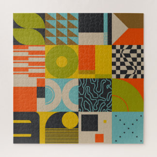 Retro Zukunft: abstrakte pastellfarbene Kunstwerke Puzzle