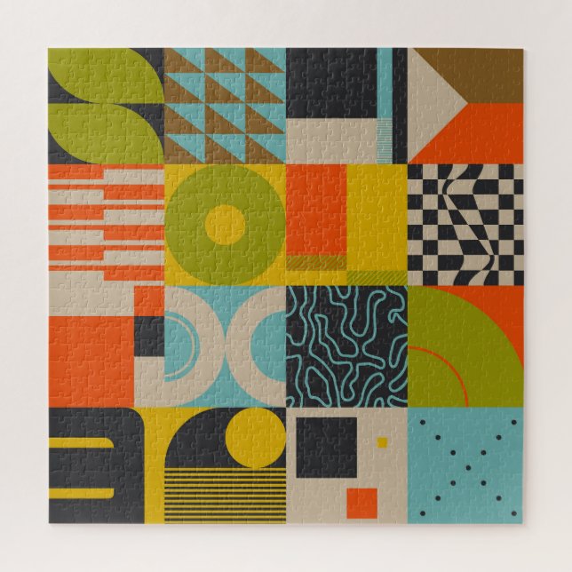 Retro Zukunft: abstrakte pastellfarbene Kunstwerke Puzzle (Vertikal)