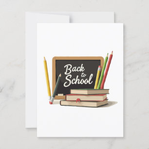 Retro "Zurück zur Schule" Wandtafel & Bücher Postkarte