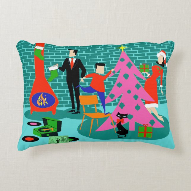 Retro Zutat das Weihnachtsbaum-Akzent-Kissen Dekokissen (Vorderseite)