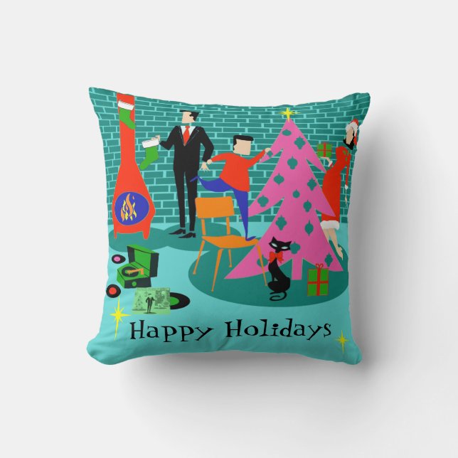 Retro Zutat das Weihnachtsbaum-Wurfs-Kissen Kissen (Vorderseite)
