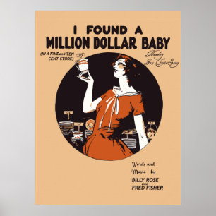 Retro Zwanzigerjahre Musikblattabdeckung Million Poster