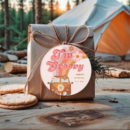 Retro zwei Groovy Daisy Blume Geburtstagsparty Geschenkanhänger