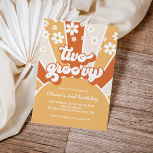 Retro Zwei Groovy Sonnenschein Gänseblümchen Boho  Einladung