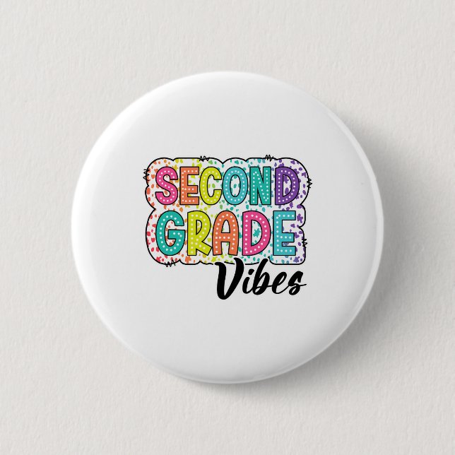 Retro-Zweite-Klasse-Vibes Zurück zur Schule 2. Kla Button (Vorderseite)