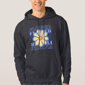 Retroblau florale Typografie Blume Liebhaber Hoodie