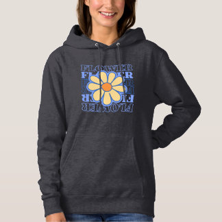 Retroblau florale Typografie Blume Liebhaber Hoodie