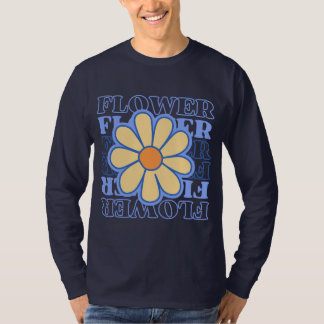 Retroblau florale Typografie Blume Liebhaber T-Shirt