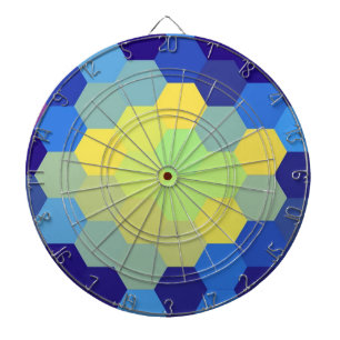 Retroblau und gelb als Hexagon Dartscheibe