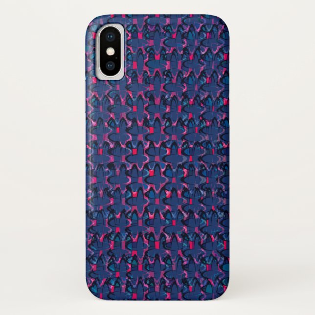 Retroblau und rosa Muster Case-Mate iPhone Hülle (Rückseite)