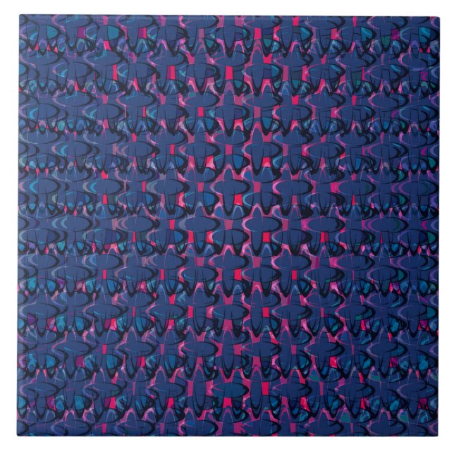 Retroblau und rosa Muster Fliese (Vorderseite)