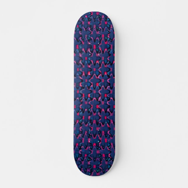 Retroblau und rosa Muster Skateboard (Vorne)