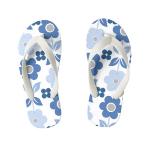 Retroblaue Blumen-Kinderevazopferschuhe Kinderbadesandalen