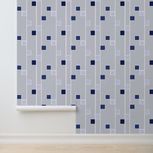 Retroblaue Streifen und Quadrate Tapete