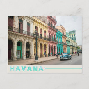 Retroblauer Wagen in Havanna, Kuba Farbige Fotogra Postkarte