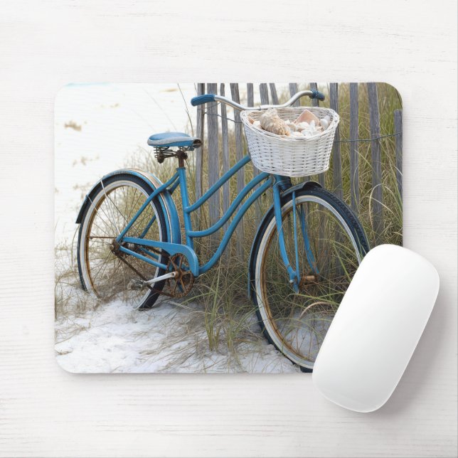 Retroblaues Fahrrad mit Muscheln Mousepad (Mit Mouse)