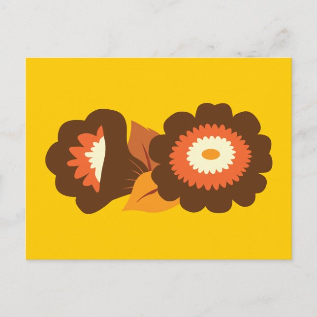 Retrobraune Blumen Postkarte (Vorderseite)