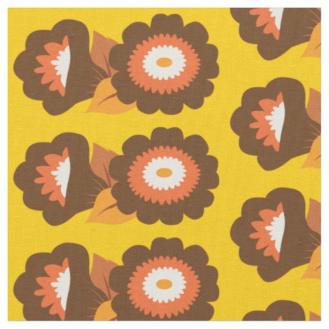 Retrobraune Blumen Stoff (Nahaufnahme)