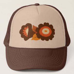 Retrobraune Blumen Truckerkappe