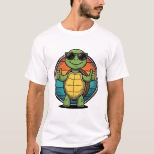 Retrocoole Schildkröten-Sonnenbrille Retro-Vektord T-Shirt