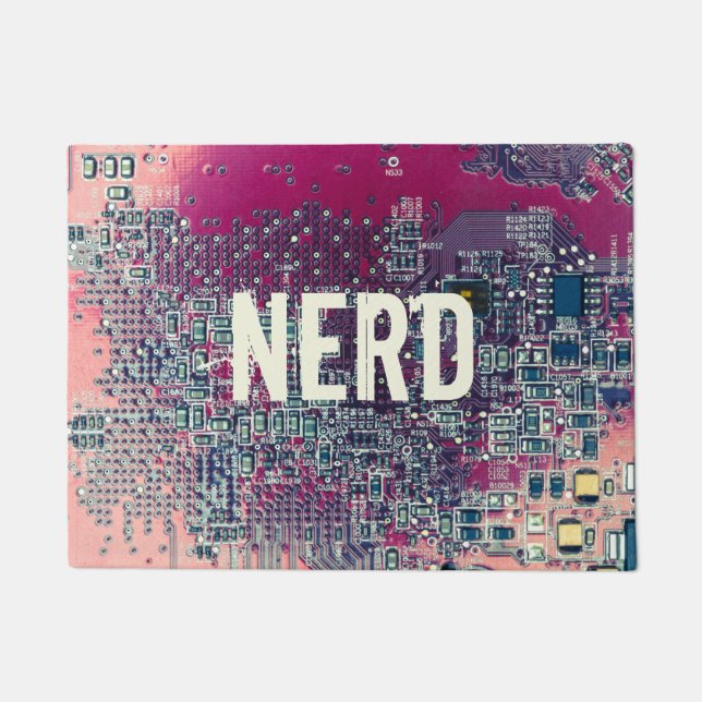 Retrodesign der roten Platine für Nerd Fußmatte (Vorderseite)
