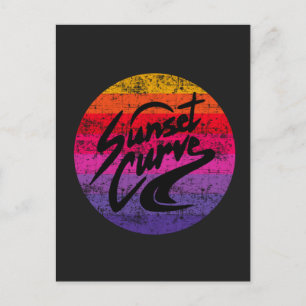 Retrodesign der Sunset Curve Feiertagspostkarte