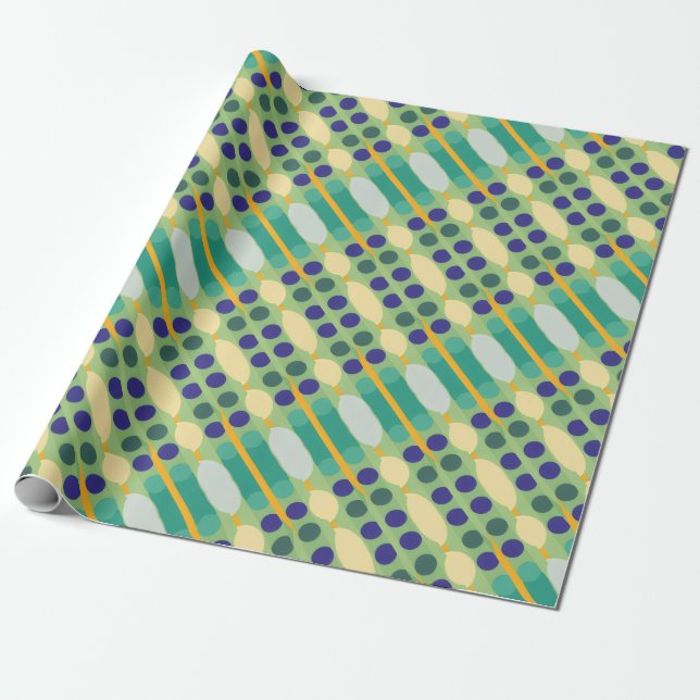 Retrodots Streifen Geschenkpapier (Ungerollt)