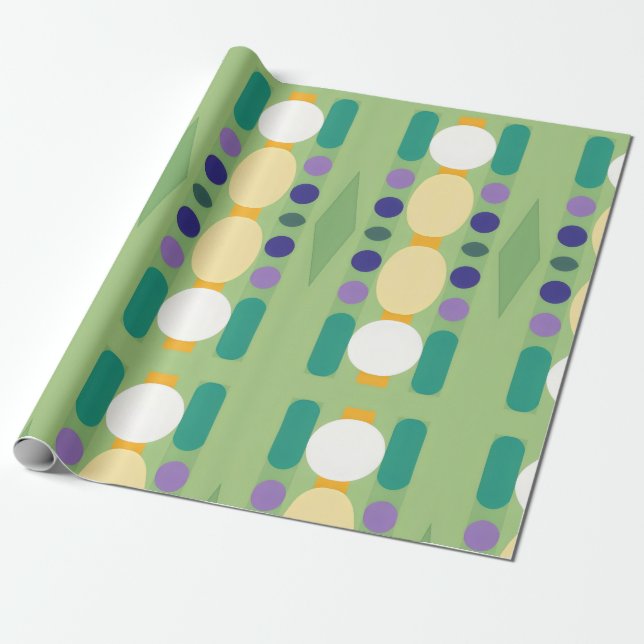 Retrodots Streifen Geschenkpapier (Ungerollt)