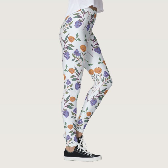 Retrofloral über das gesamte Muster Leggings (Rechts)