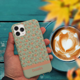 Retroflorale Autumn green pattern custom Case-Mate iPhone Hülle