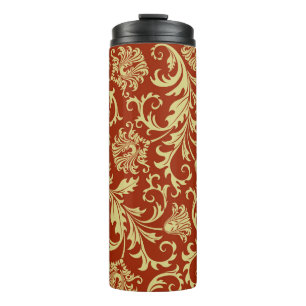 Retrofloralen: Vintager Musterhintergrund. Thermosbecher