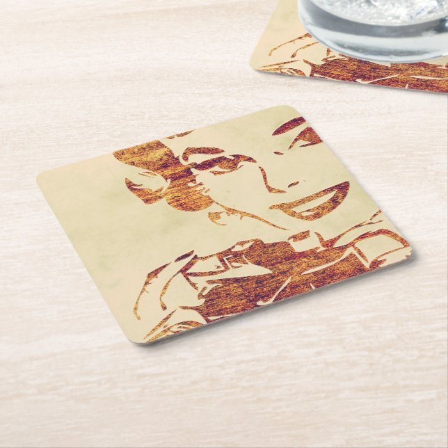 Retrofotograf Rechteckiger Pappuntersetzer (angewinkelt)