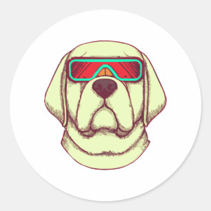 Retrofuturismus Labrador Hund Lover Retriever Runder Aufkleber