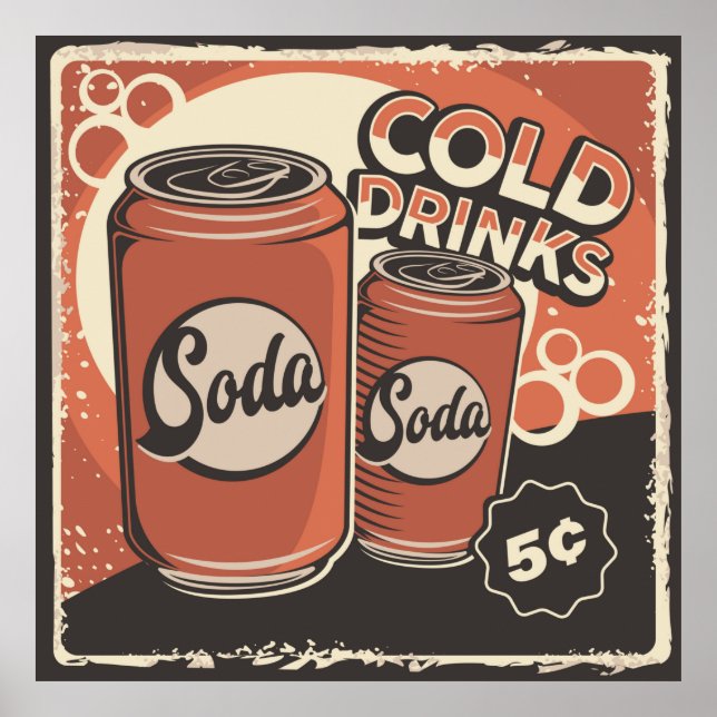 Retrogeschäft für Vintage Erfrischungsgetränke Poster (Vorne)