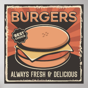 Retrogeschäft mit Vintagem Burger Poster