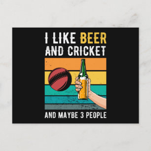 Retrogeschenk für Cricket und Bier Postkarte