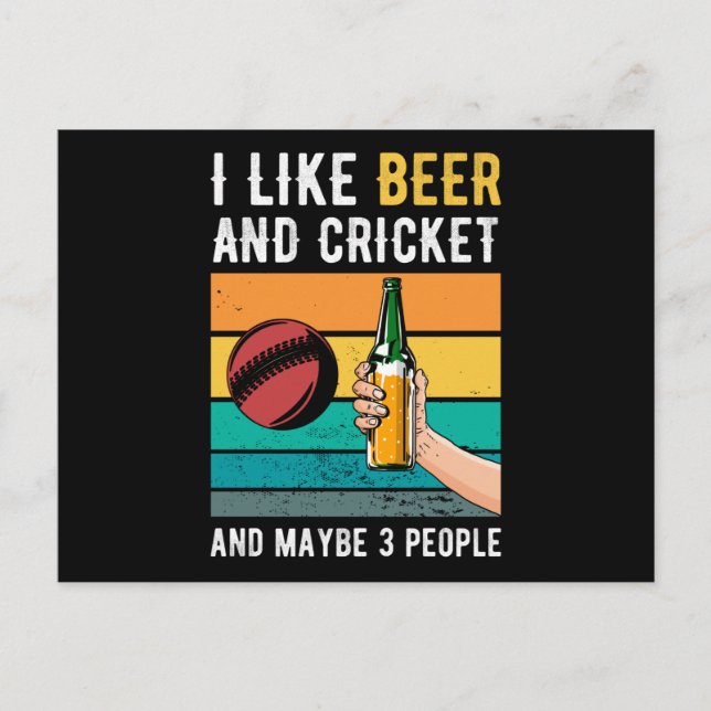 Retrogeschenk für Cricket und Bier Postkarte (Vorderseite)