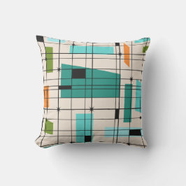 Retrogitter und Sternexplosionen Außenkissen Kissen